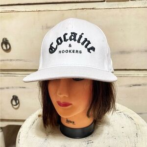 Golf Gods Cocaine & Hookers White Cap with Black Lettering